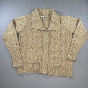 St Johns Bay Sweater Women’s Extra Large Cable Knit Cardigan Shawl Collar XL Y2K